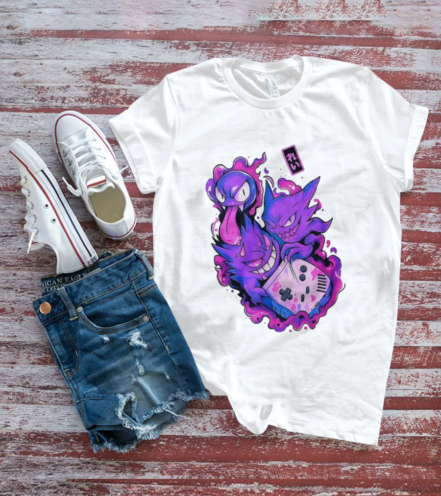 Gastly Haunter Gengar Retro Game Console Pokemon Art霊 T-Shirt