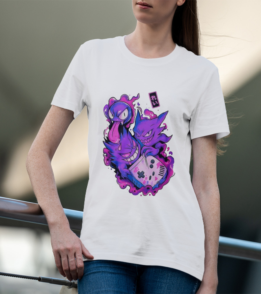 Gastly Haunter Gengar Retro Game Console Pokemon Art霊 T-Shirt