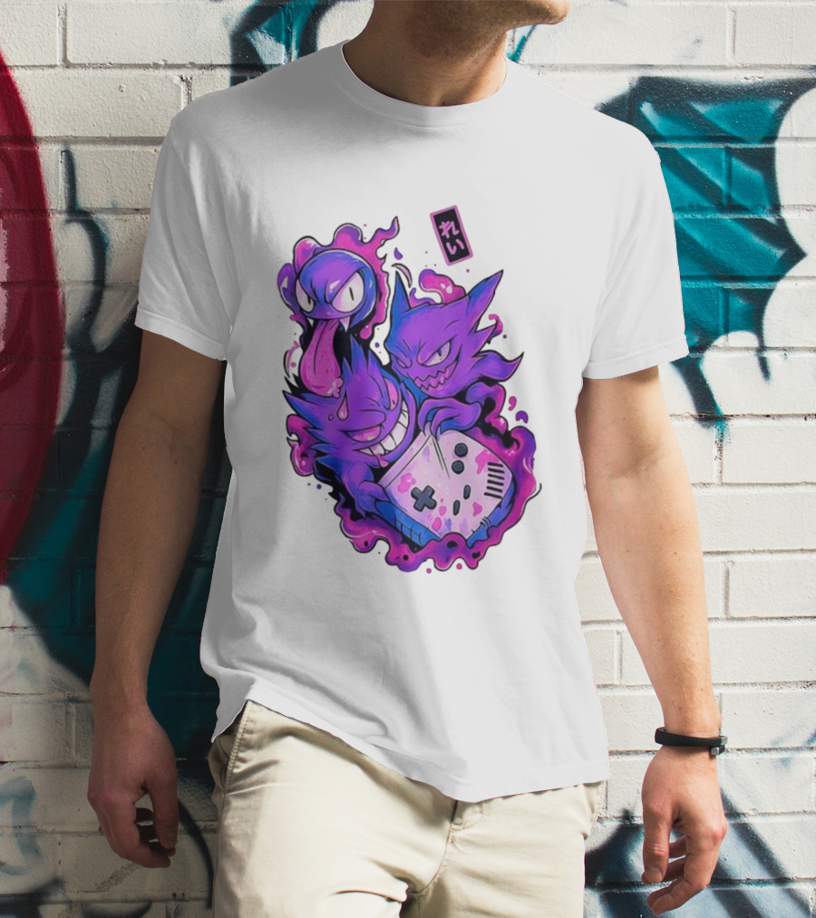 Gastly Haunter Gengar Retro Game Console Pokemon Art霊 T-Shirt