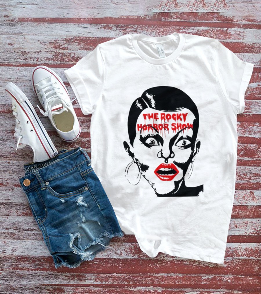 The Rocky Horror Show Dripping Text Vintage 70s Red Lips Graphic T-Shirt
