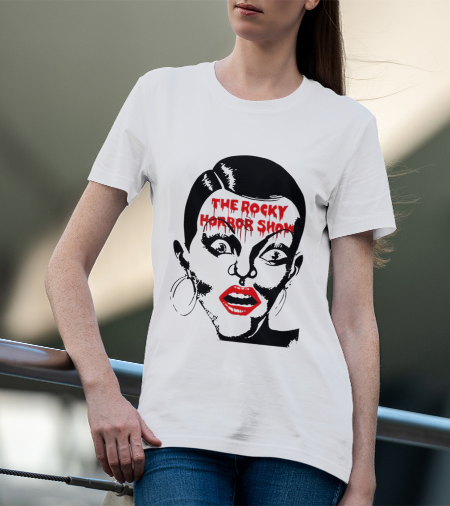 The Rocky Horror Show Dripping Text Vintage 70s Red Lips Graphic T-Shirt