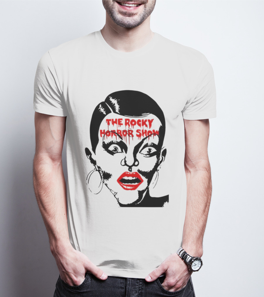 The Rocky Horror Show Dripping Text Vintage 70s Red Lips Graphic T-Shirt