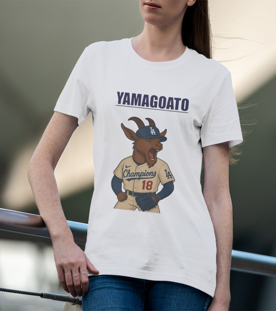 Yamagoato Champions LA 18 Goat Baseball Illustration T-Shirt