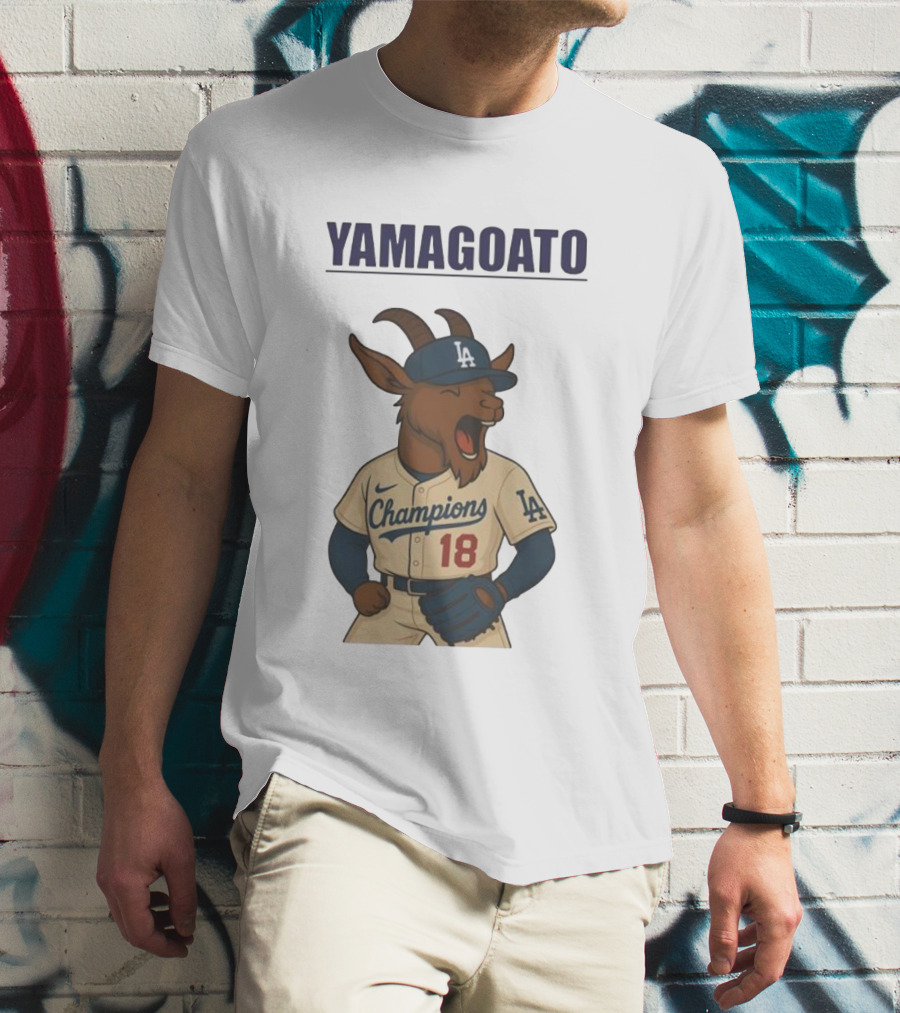 Yamagoato Champions LA 18 Goat Baseball Illustration T-Shirt