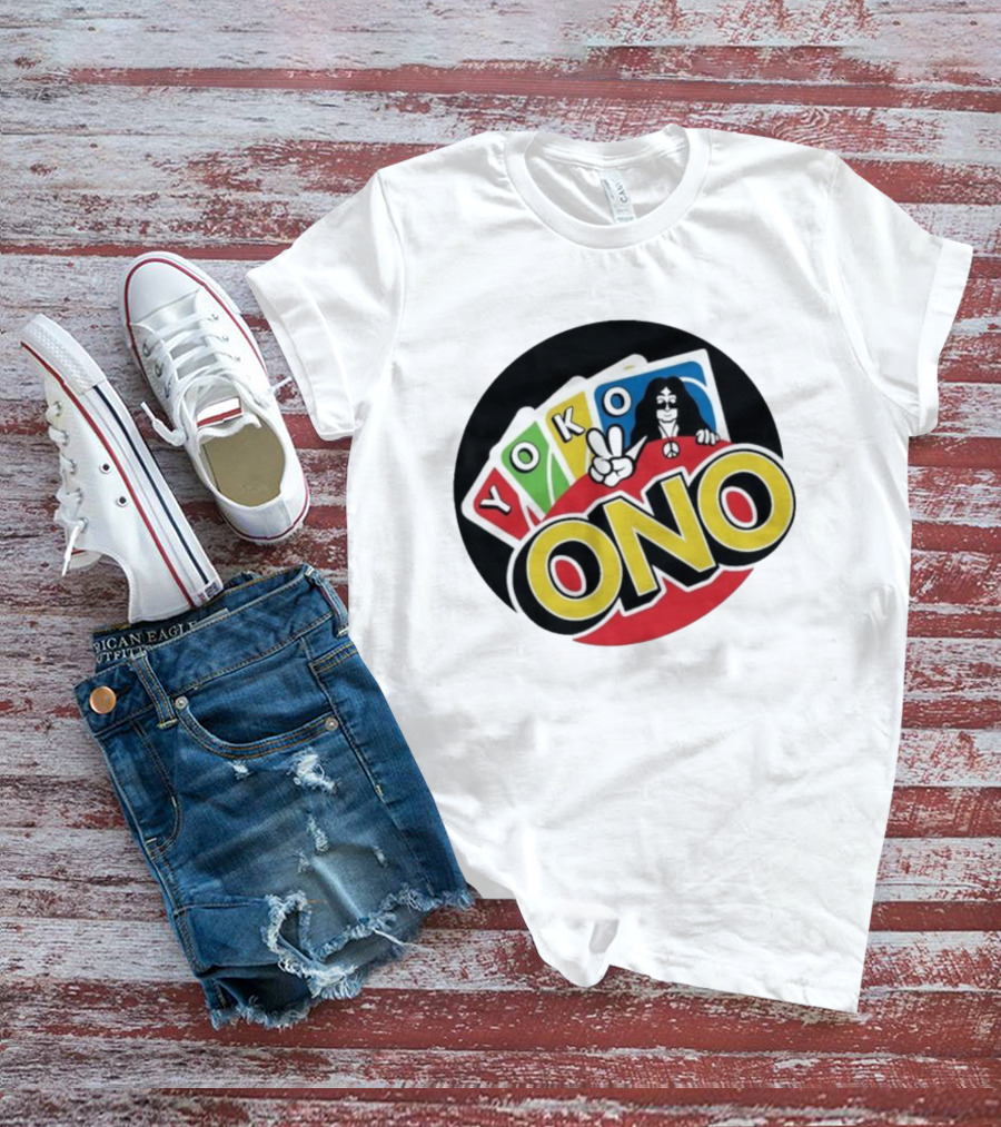 Yoko Ono Uno Peace Sign Card Game Mashup T-Shirt
