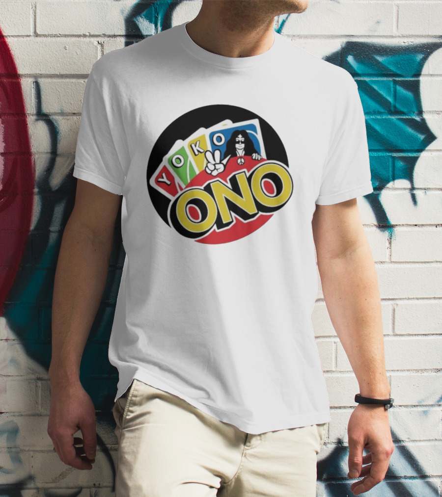 Yoko Ono Uno Peace Sign Card Game Mashup T-Shirt