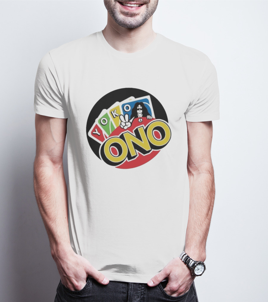 Yoko Ono Uno Peace Sign Card Game Mashup T-Shirt