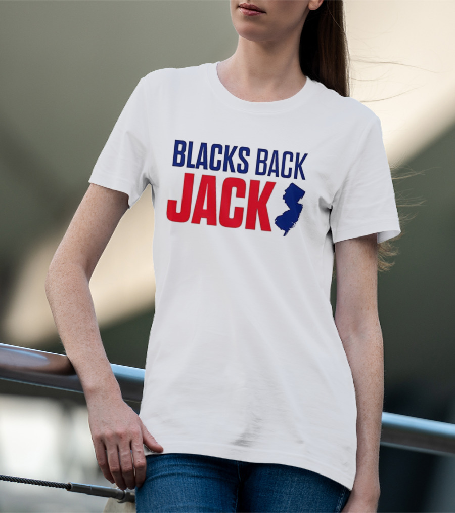 Blacks Back Jack New Jersey Map Support T-Shirt