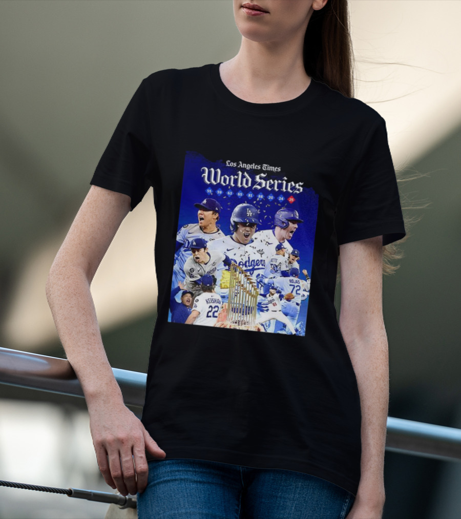 Los Angeles Dodgers World Series Champions 2025 Celebration With Iconic Moments And Championship Years T-Shirt