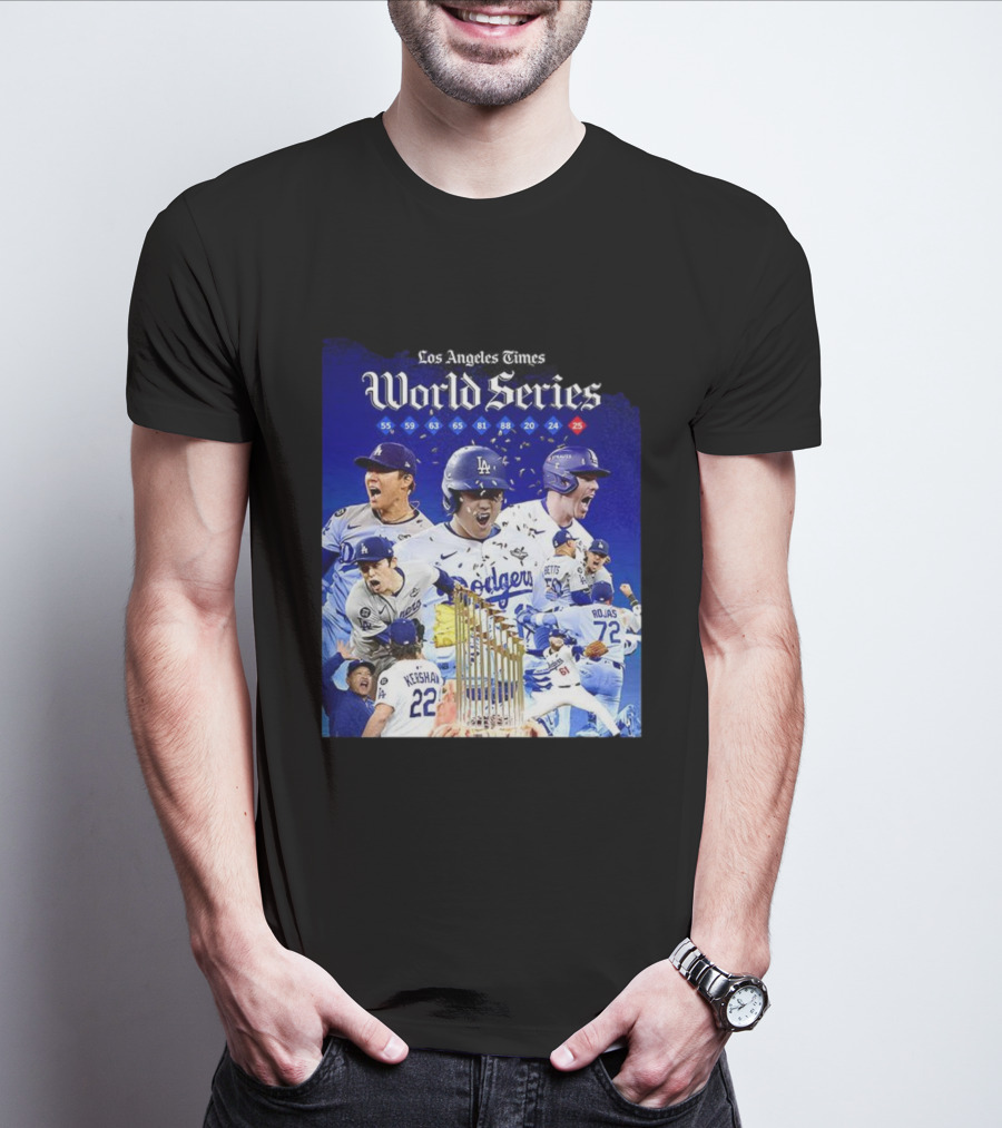 Los Angeles Dodgers World Series Champions 2025 Celebration With Iconic Moments And Championship Years T-Shirt