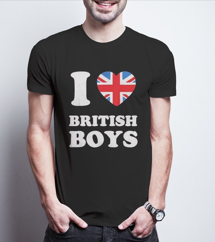 I Love British Boys Union Jack Heart Design T-Shirt