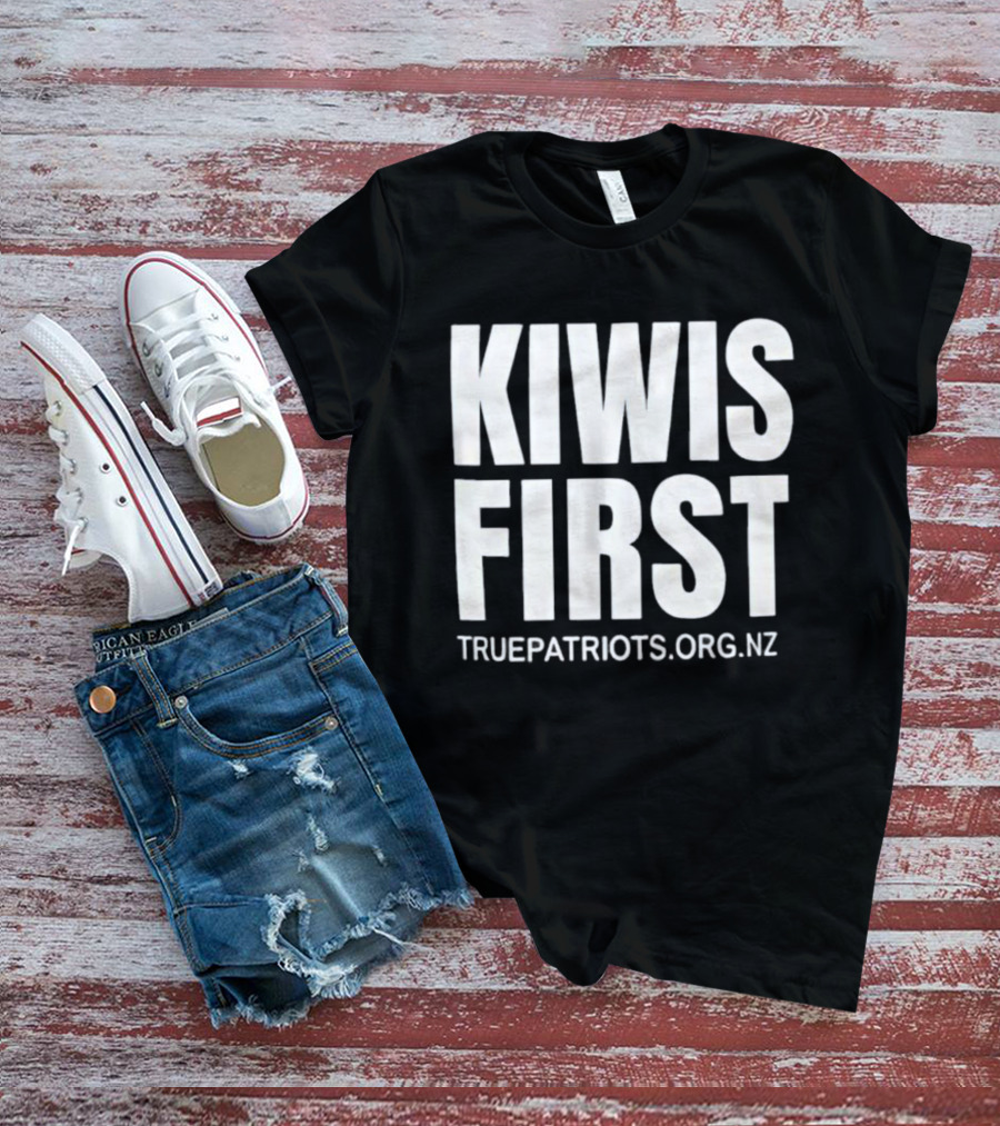 Kiwis First Truepatriots.org.nz Bold Text Statement T-Shirt