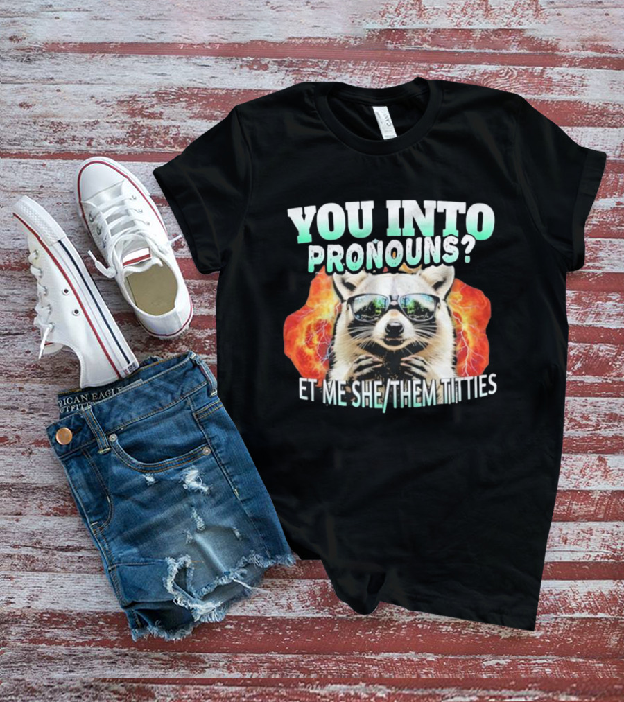 YOU INTO PRONOUNS ET ME SHE THEM TITTIES RACCOON T-Shirt