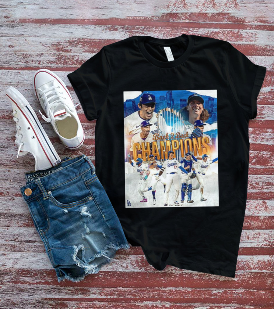 Back 2 Back Champions Los Angeles Dodgers 2025 Celebration T-Shirt