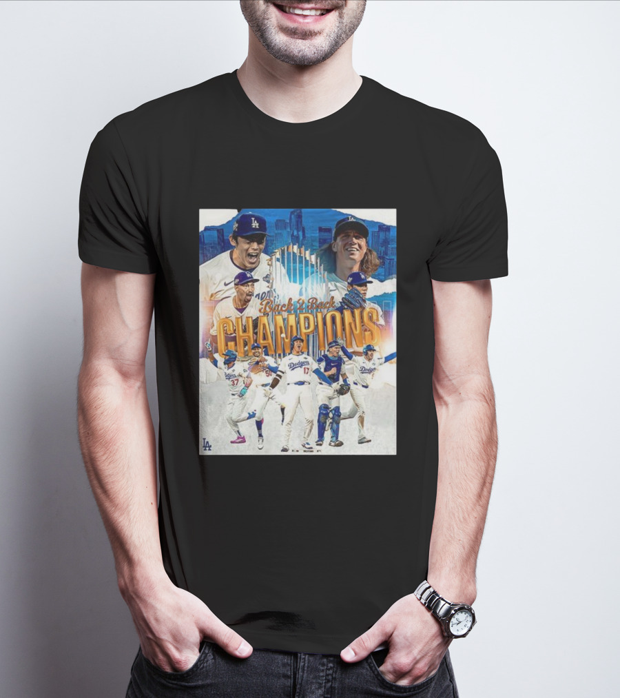 Back 2 Back Champions Los Angeles Dodgers 2025 Celebration T-Shirt