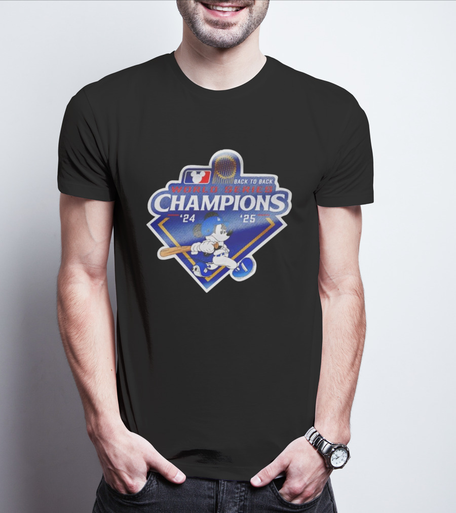Back To Back World Series Champions '24 '25 Mickey Mouse Dodgers T-Shirt