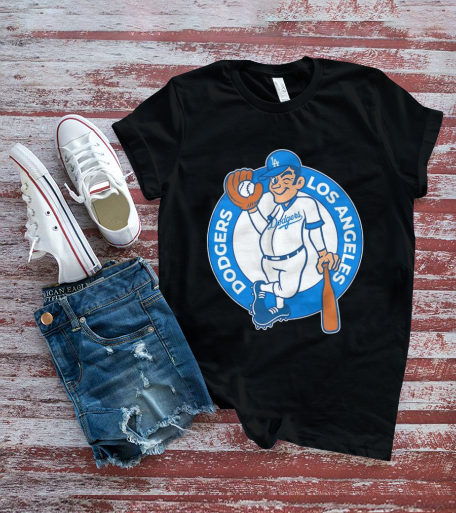 Los Angeles Dodgers Vintage Cartoon Character MLB Team Retro Style T-Shirt
