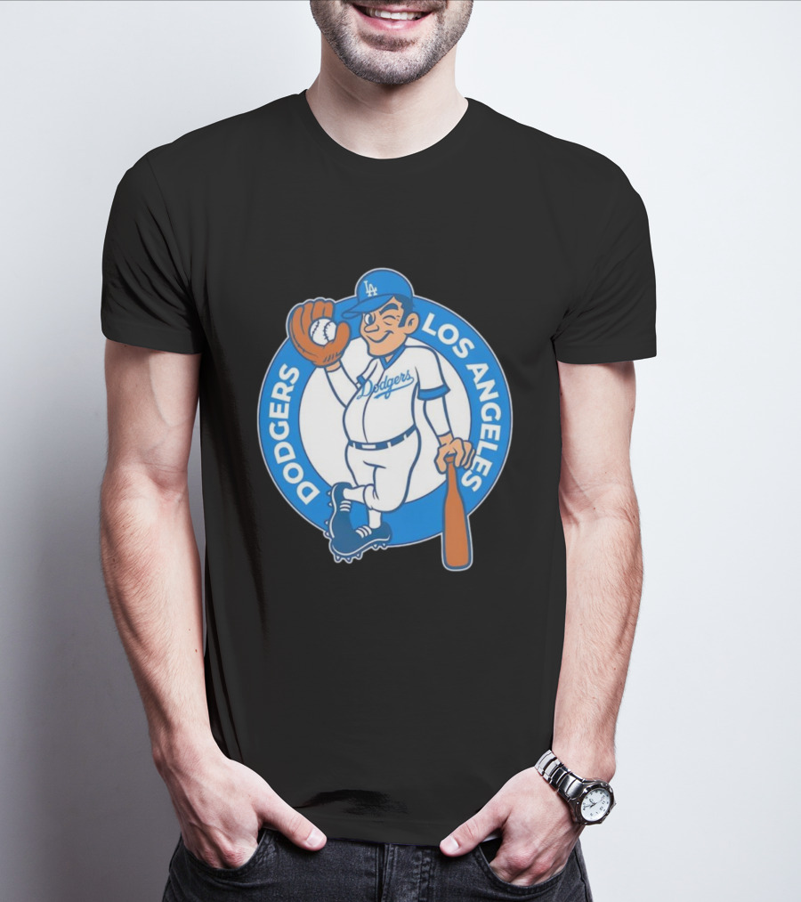 Los Angeles Dodgers Vintage Cartoon Character MLB Team Retro Style T-Shirt