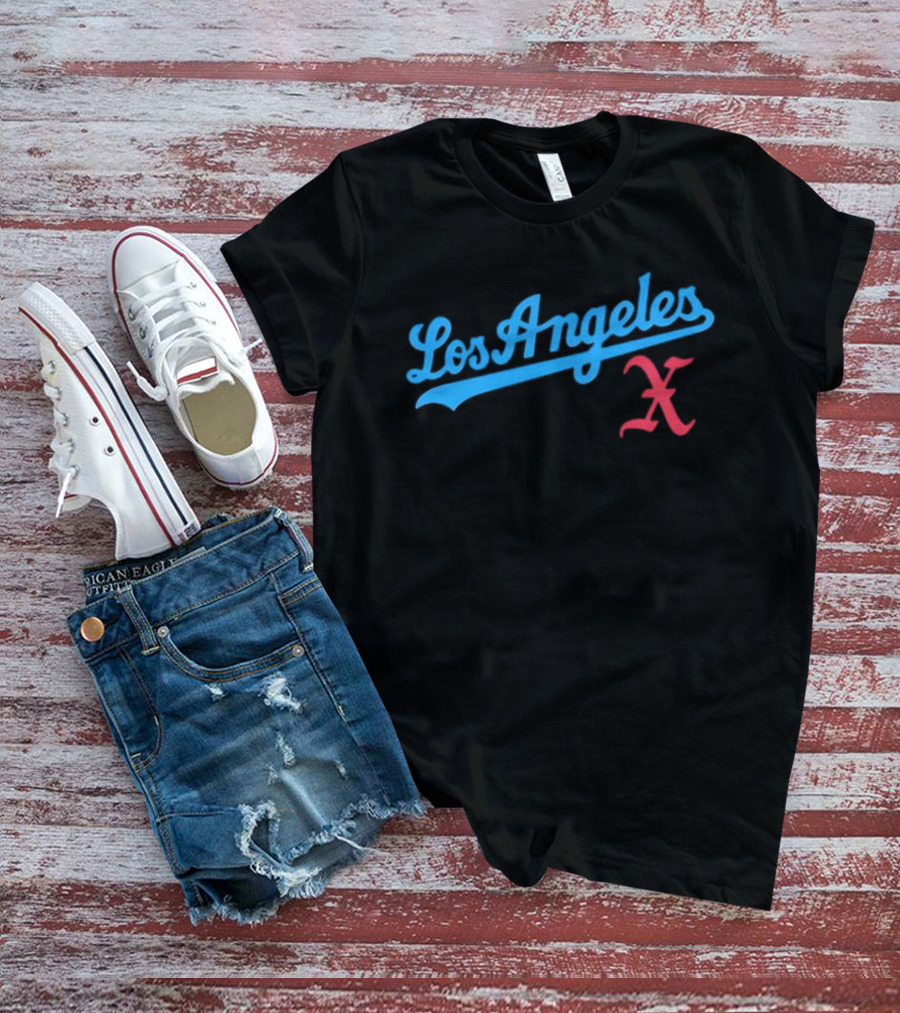 Los Angeles Crossed Red X Baseball Style T-Shirt