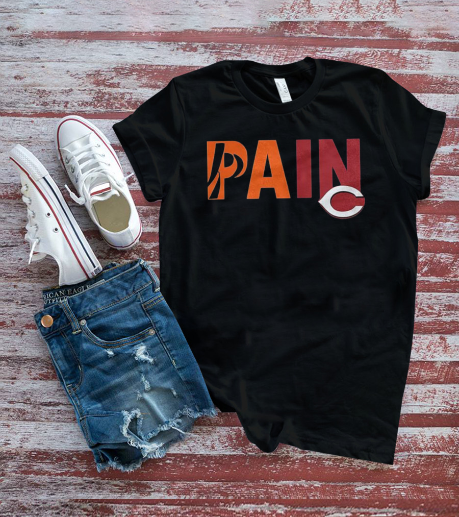 PAIN Cincinnati Reds Chicago Bears Collaboration T-Shirt