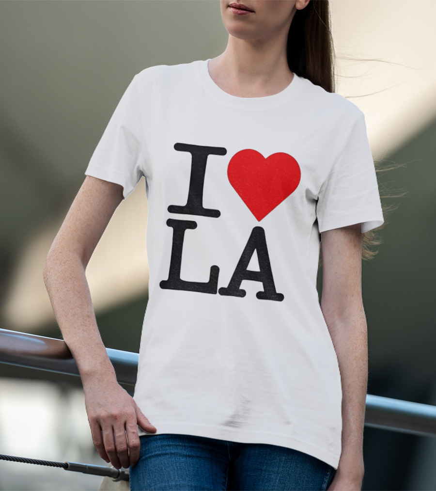 Los Angeles Dodgers Fan I Love LA Heart Classic Iconic Text T-Shirt