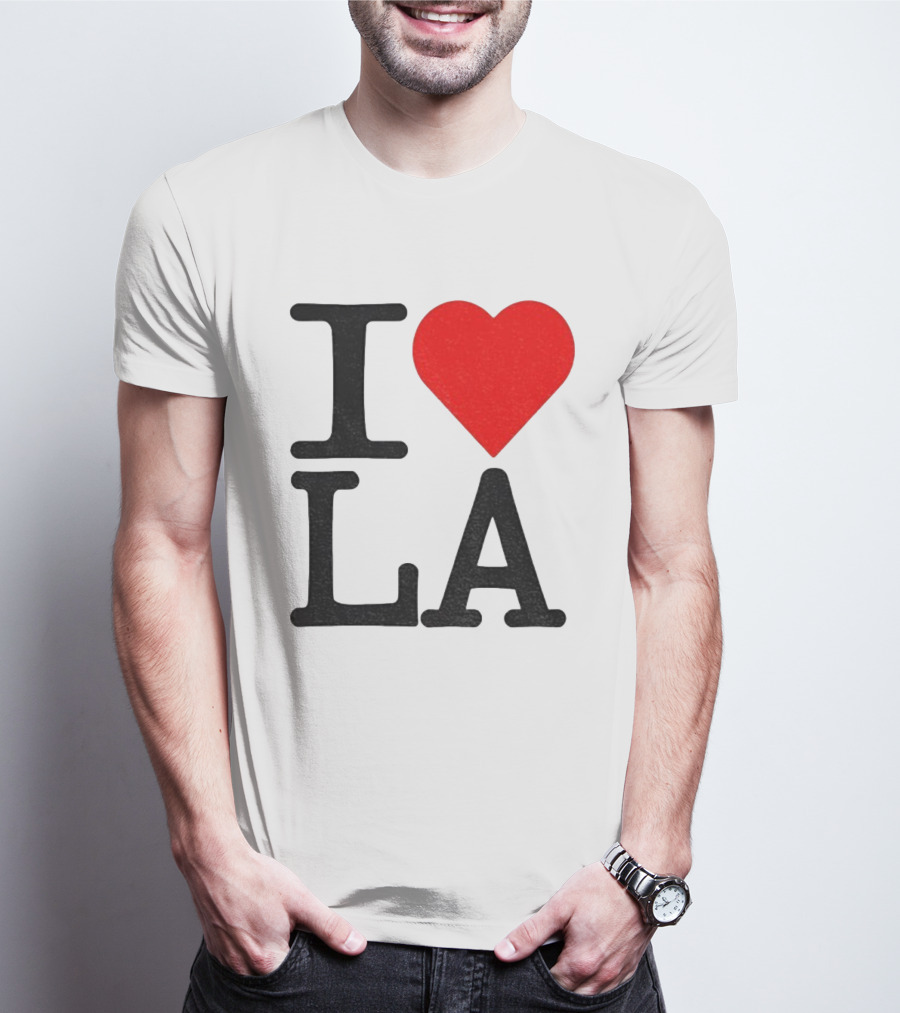 Los Angeles Dodgers Fan I Love LA Heart Classic Iconic Text T-Shirt