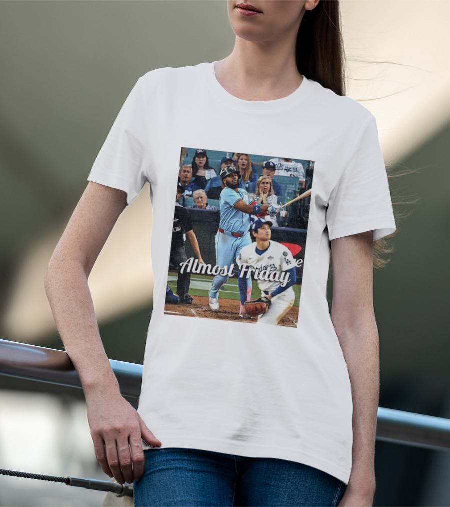 Vladimir Guerrero Jr. Toronto Blue Jays Almost Friday MLB Baseball Action T-Shirt
