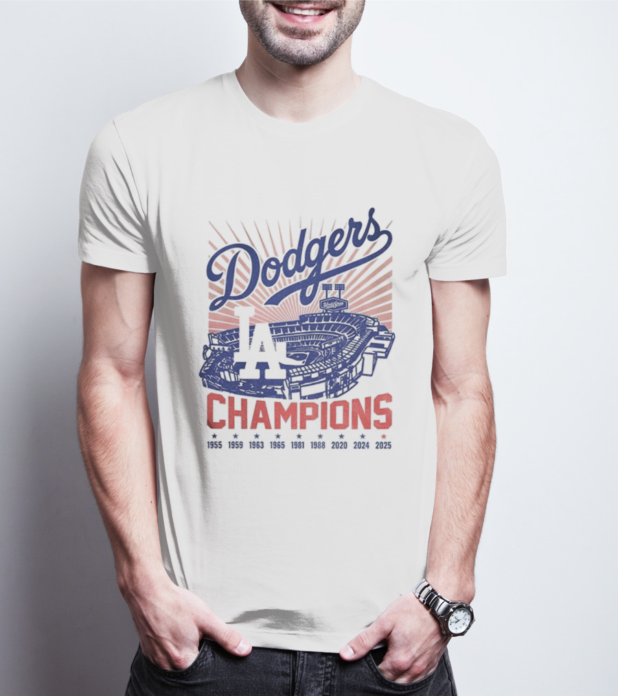 Stadium 2025 Los Angeles Dodgers Baseball Champions 1955 2025 T-Shirt
