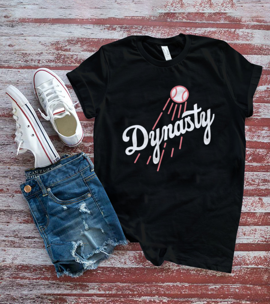 Dynasty Baseball Script With Red Streaked Ball T-Shirt