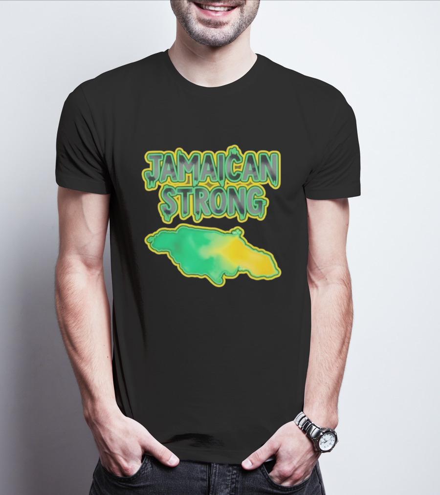 Jamaican Strong Watercolor Country Map T-Shirt