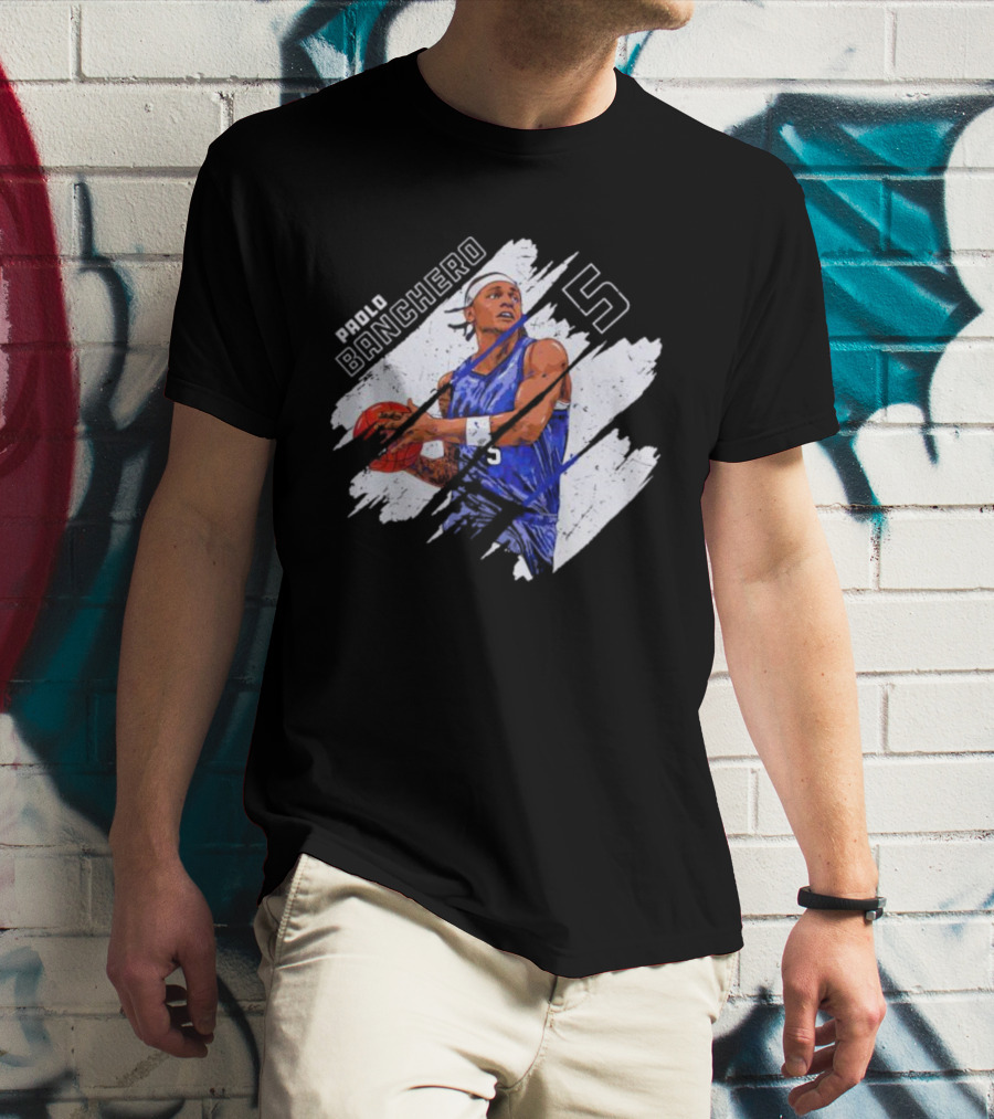 Orlando Magic Paolo Banchero Number 5 Signature Basketball Player Image T-Shirt