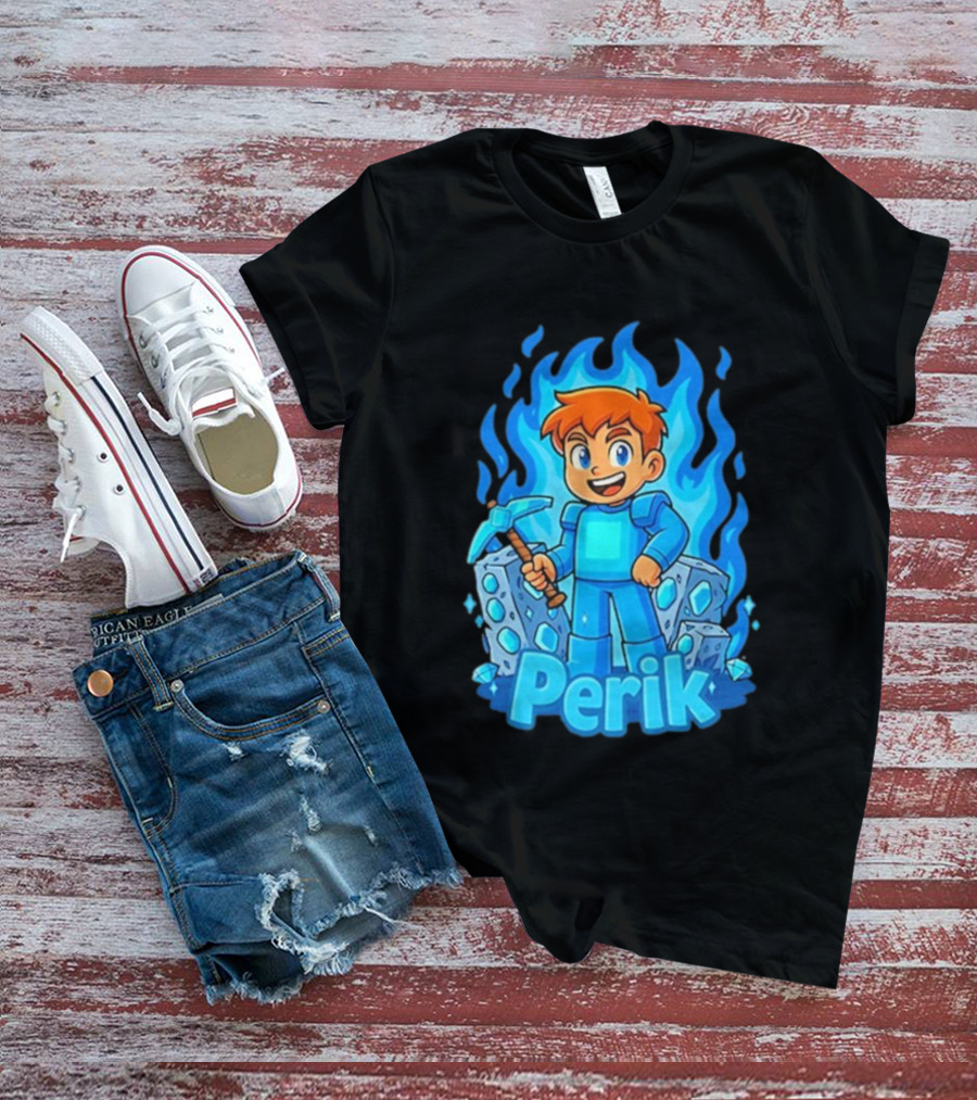 Perik Diamant Blue Flame Miner Character T-Shirt