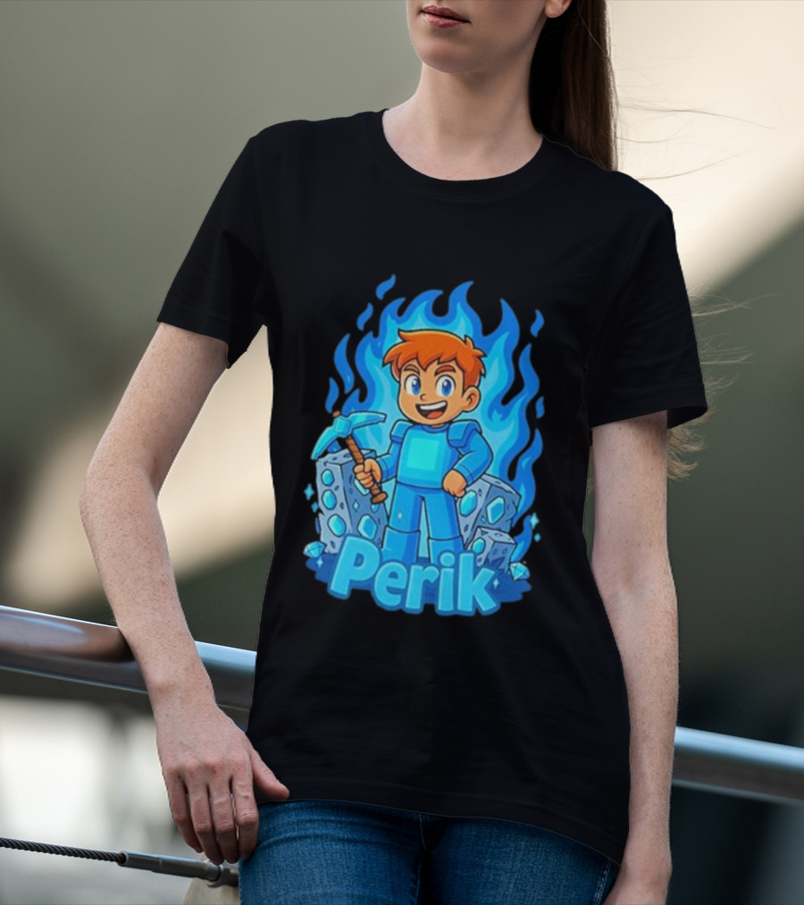 Perik Diamant Blue Flame Miner Character T-Shirt