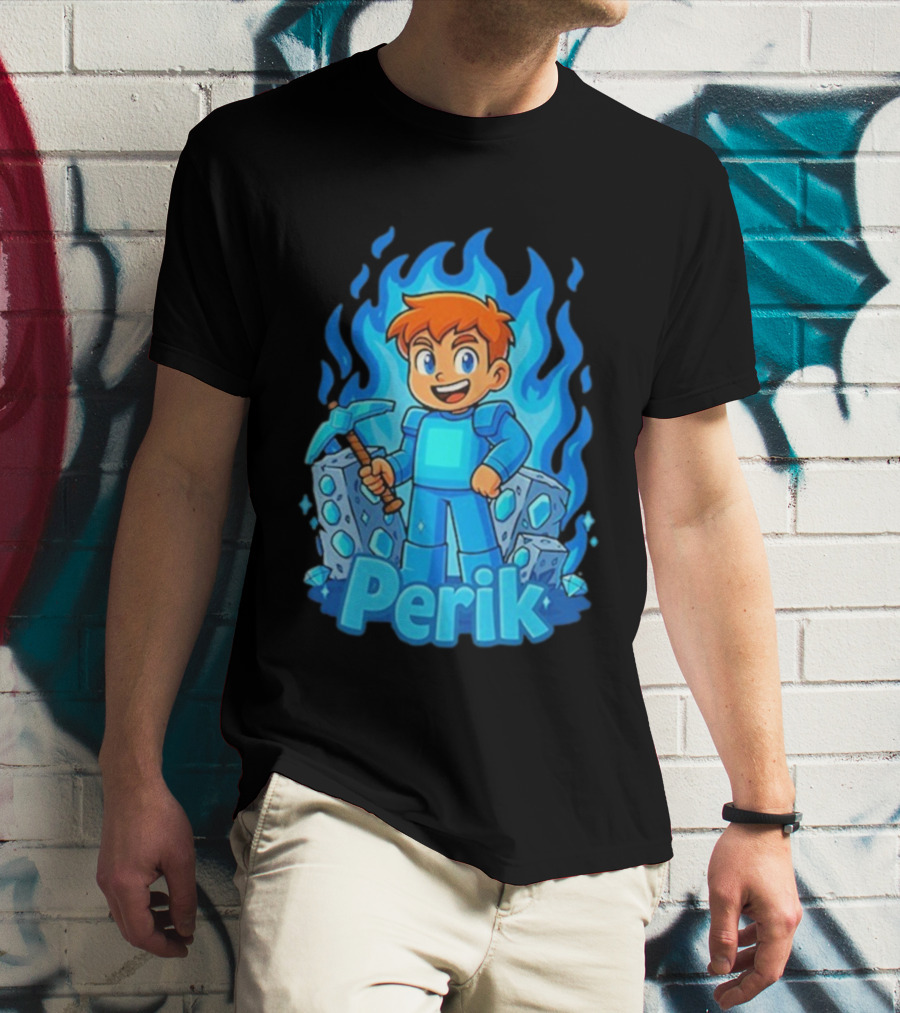 Perik Diamant Blue Flame Miner Character T-Shirt