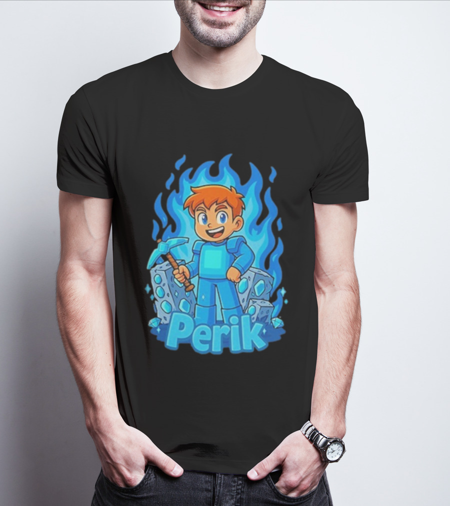 Perik Diamant Blue Flame Miner Character T-Shirt
