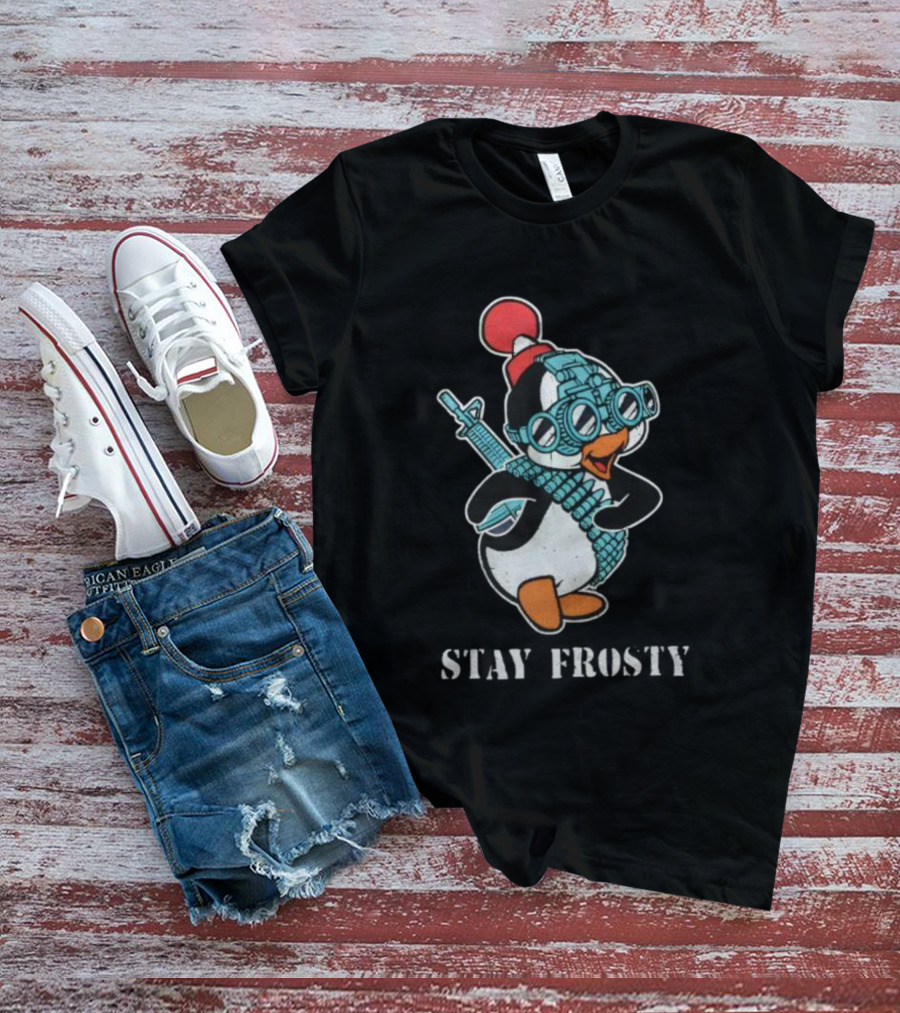 Tactical Penguin Stay Frosty Night Vision Goggles And Rifle T-Shirt
