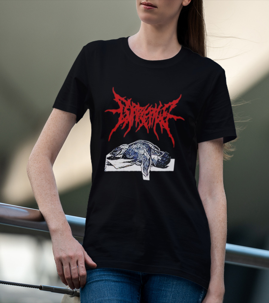 Corpse Pile Horror Extreme Metal Distressed Text Graphic T-Shirt