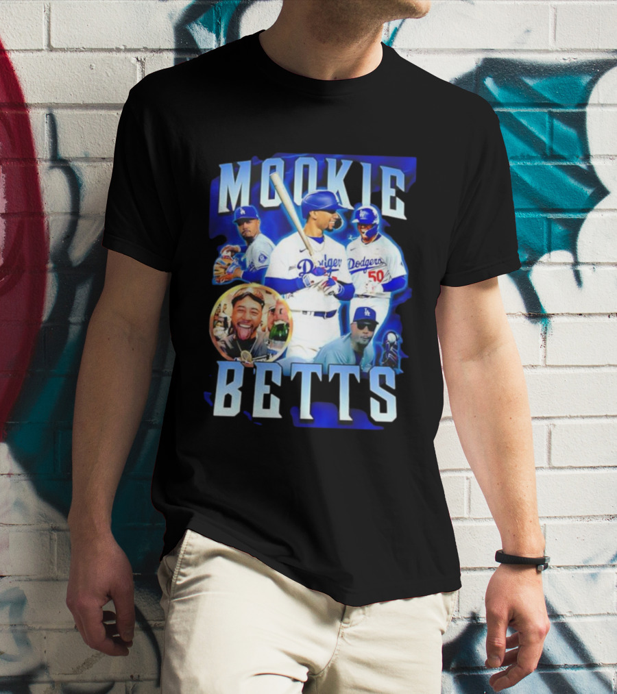 Mookie Betts LA Dodgers Player Collage T-Shirt