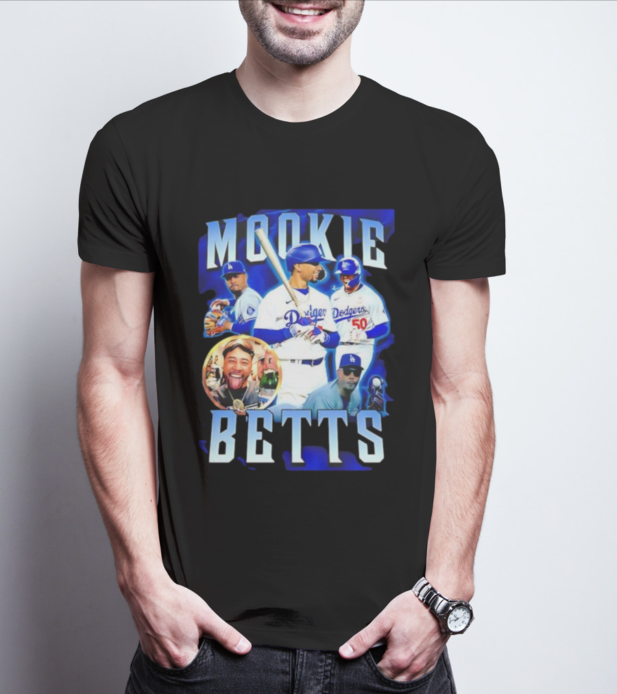Mookie Betts LA Dodgers Player Collage T-Shirt