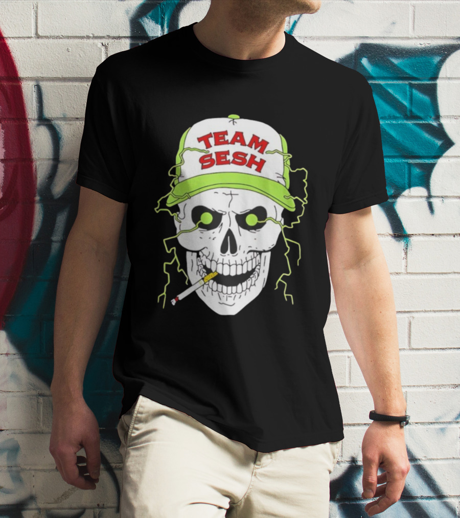 Team Sesh Skull Smoking Bone Tour North America 2025 T-Shirt