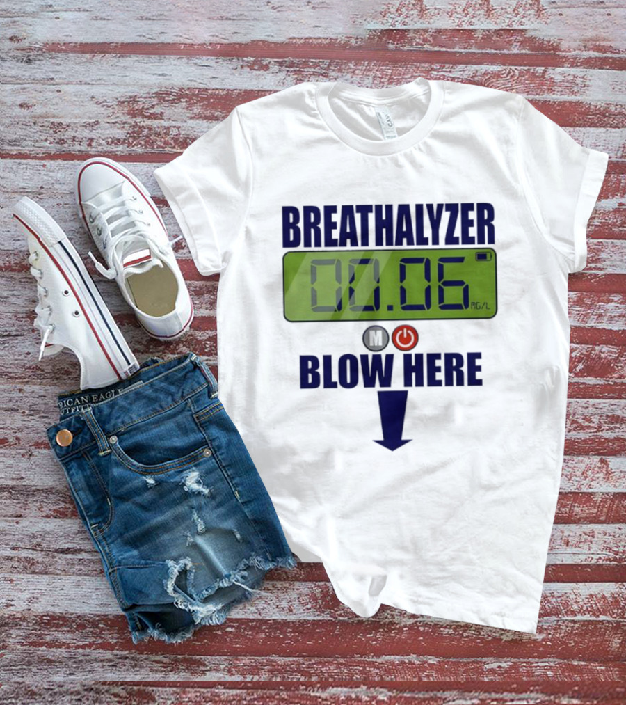 Breathalyzer 00.06 Mg/L Blow Here Power Button Graphic T-Shirt
