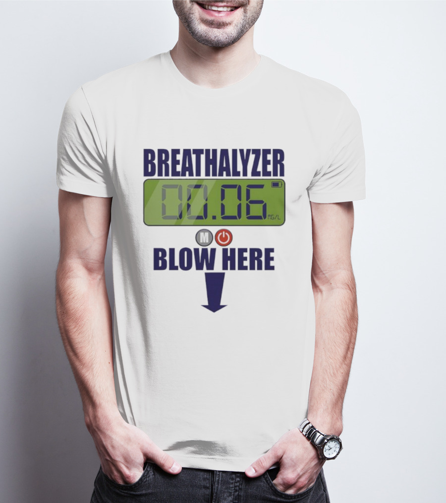 Breathalyzer 00.06 Mg/L Blow Here Power Button Graphic T-Shirt