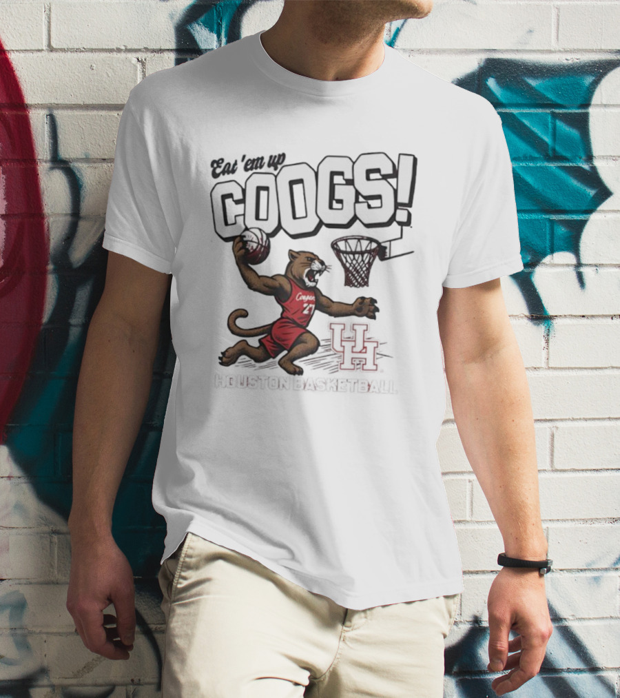 Eat 'Em Up Coogs Slam Dunk Houston Cougars Basketball Mascot T-Shirt