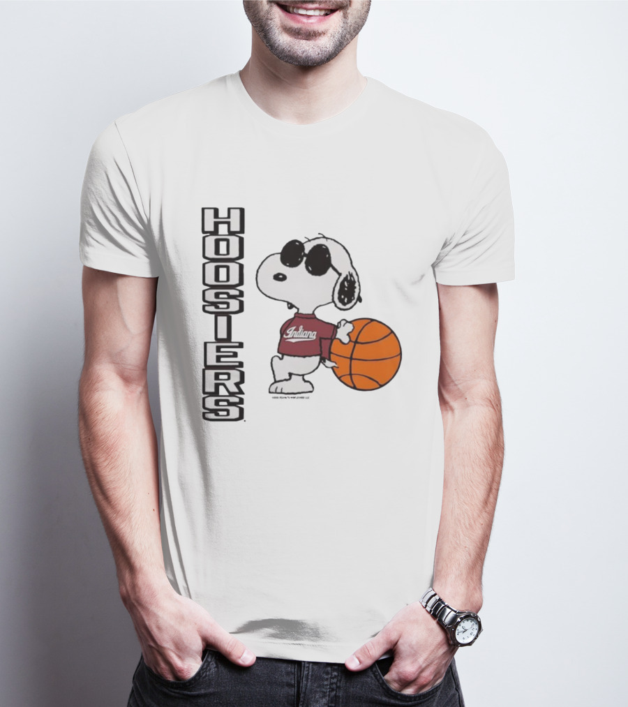 Indiana Hoosiers Peanuts Joe Cool Snoopy Basketball Fan Apparel T-Shirt