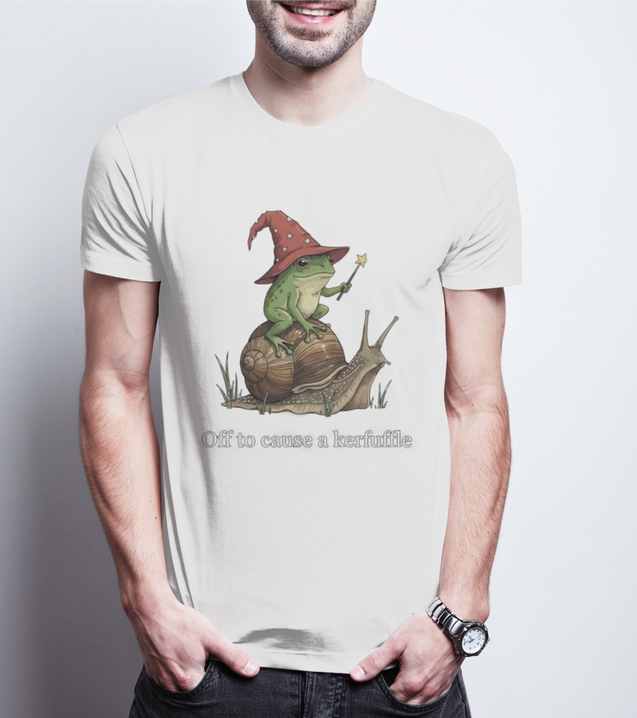 Whimsical Wizard Frog Snail Adventure Off To Cause A Kerfuffle T-Shirt