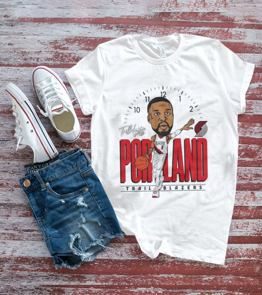 Portland Trail Blazers Cartoon Basketball Player Logo T-Shirt