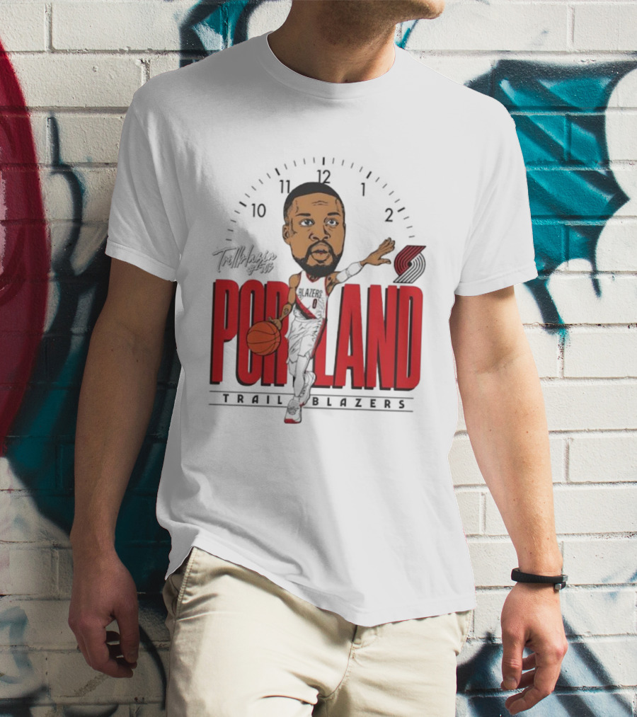 Portland Trail Blazers Cartoon Basketball Player Logo T-Shirt