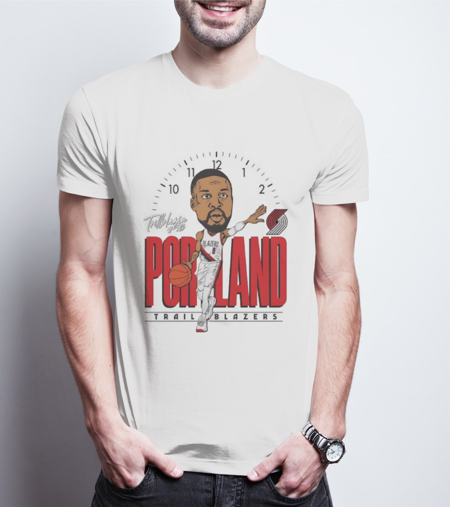 Portland Trail Blazers Cartoon Basketball Player Logo T-Shirt