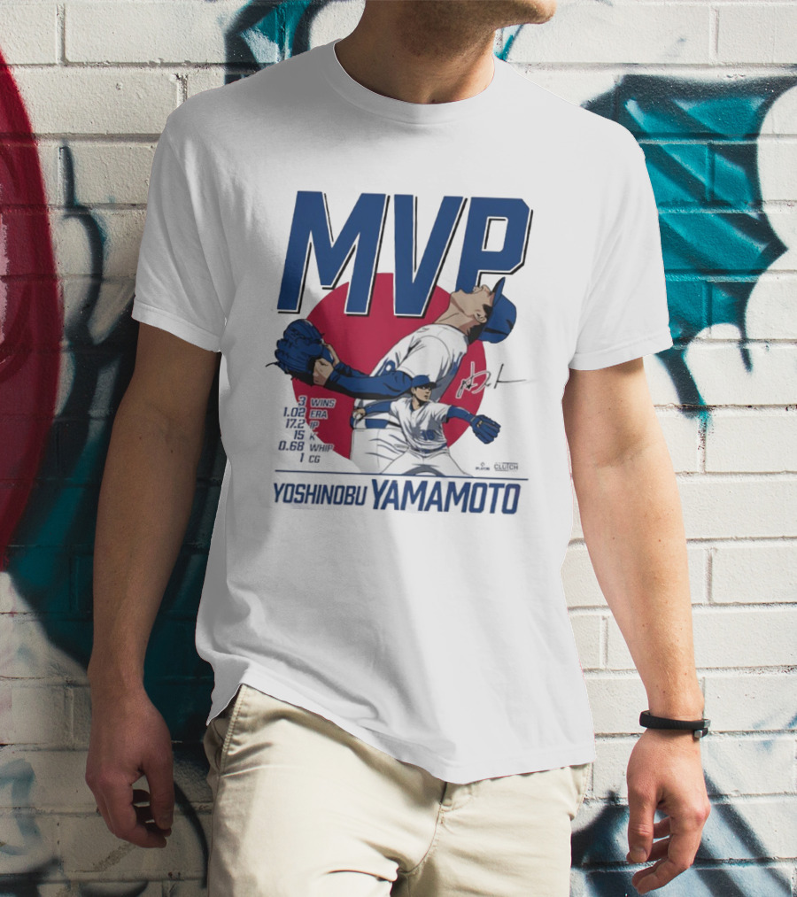 MVP Yoshinobu Yamamoto Three Wins Pitcher ERA Los Angeles Dodgers T-Shirt