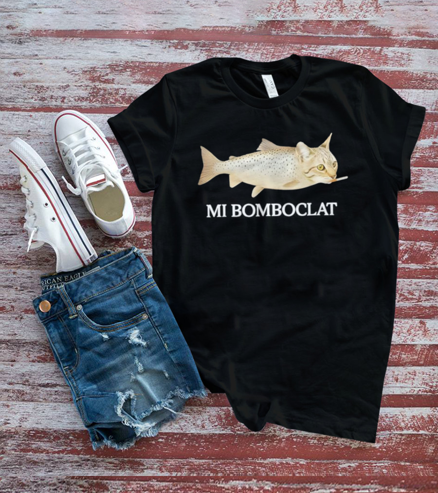 Bomboclat Fish Cat Meme Smoking Cigarette T-Shirt